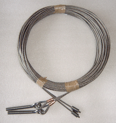 RVS Staalkabelset, 4mm, 12000mm, RVS Schroefoog M10 en RVS eindpersklem